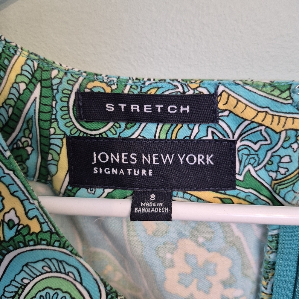 Jones New York Women's Turqoise Boho Spring Paisley Sleeveless Dress Size 10 - Picture 4 of 7